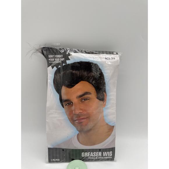 Men's Black "Greaser Wig" l As DANNY ZUKO From GREASE:Costume/Halloween - Picture 1 of 1